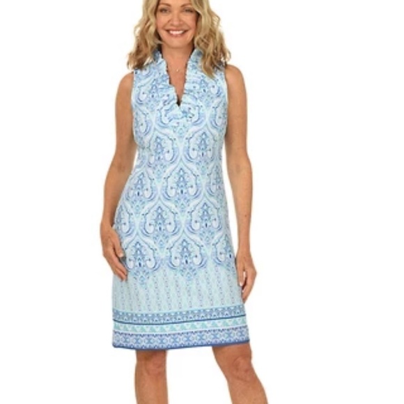 Blue print sleeveless dress - Picture 1 of 6